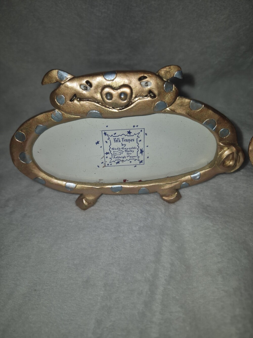 Vintage Ashleigh Manor Folk Frames Pewter Pig Picture Frame Ruth Reynolds Darby